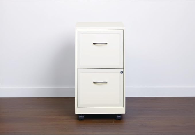 Realspace 18"D SOHO Vertical Letter-Size Mobile File Cabinet, 2 Drawers, Pearl White
