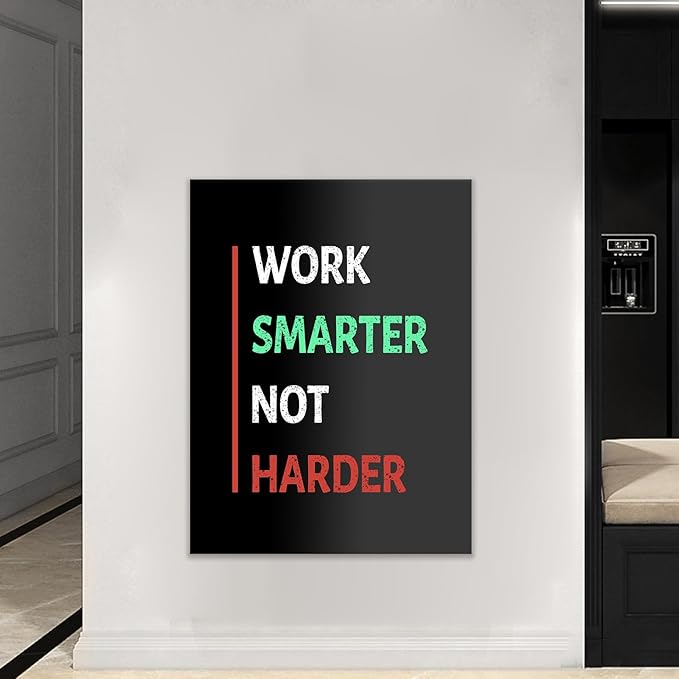 Work Smarter Motivational Canvas Wall Art Large Size Poster Entrepreneur Quotes Picture Painting Artwork for Living Room Office Workplace Gym Wall Decoration Stretched and Framed [30''Wx 40''H]