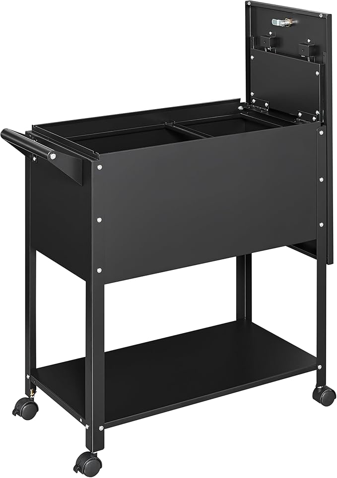 Yizosh Metal Rolling File Storage Cart with Wheels, Mobile File Cabinet with Lock, Filing Cabinet Organizer for Legal/A4 (Black)