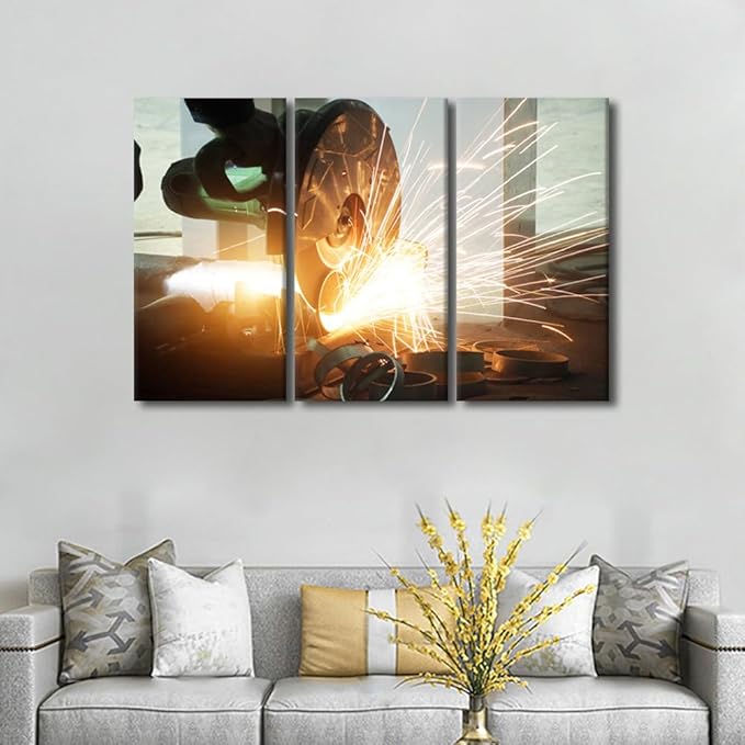 Home Decorations for Living Room Angular Grinding Machine Wall Decor Framed Art Wall Decor Artwork for Home Walls 3 Panel Wall Art Modern Wall Art Home Wall Decor Room Decor, 42x28 Inch