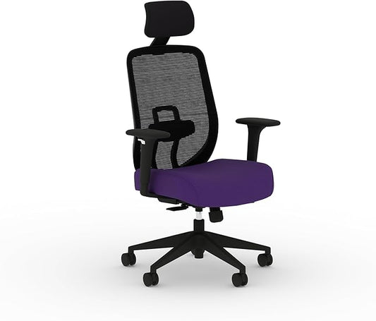 HON Altern Ergonomic Office Chair with Headrest, Arms, Wheels, Foam Cushion Seat, Mid Back Home Office Desk Chair Comfy, Gaming Chair, Height Adjustable Arms, Synchro-Tilt, Black Frame, Iris