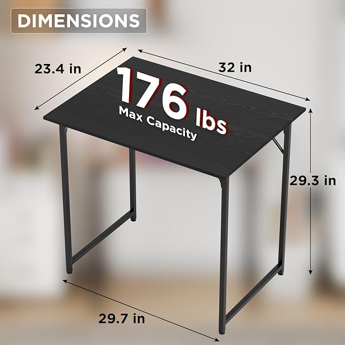 FDW 32 inches Office Small Computer Desk/Home Office Desk/Study Student Writing Desk/Modern Simple Style Desk,Black