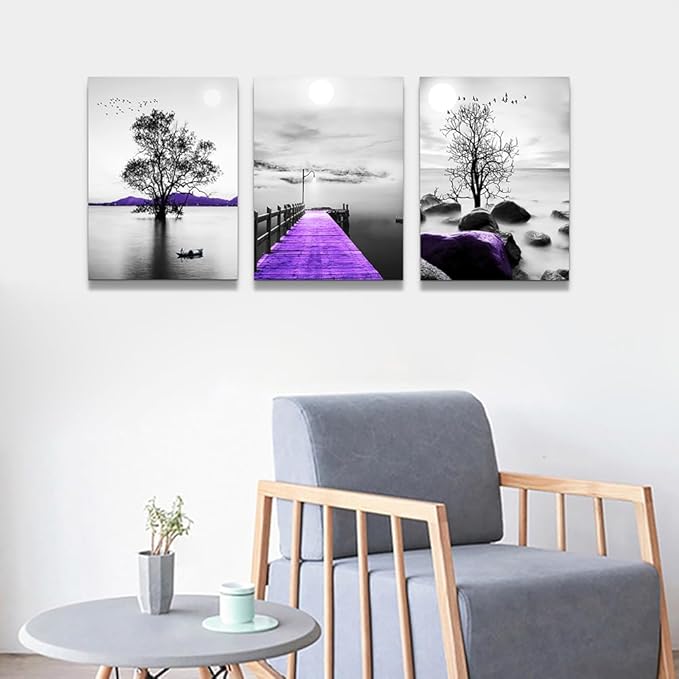 Lapremoly Large Canvas Wall Art For Bedroom Wall Decorations For Living Room Modern Office Wall Decor Black And White Painting Artwork Scenery Pictures Room Home Decor 3 Piece Prints Art