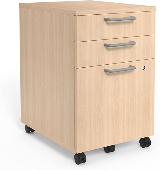 Union & Scale Staples Essentials 3-Drawer Vertical File Cabinet, Letter & Legal Size Documents, Lockable & Mobile, 21.3" D x 15.6" W x 24.3" H, Natural