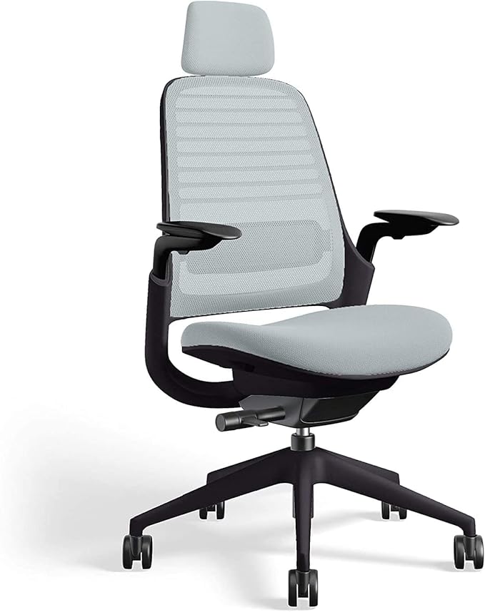 Steelcase Series 1 Office Chair with Headrest, Graphite Frame, Cogent Connect Nickel, Hard Floor Casters