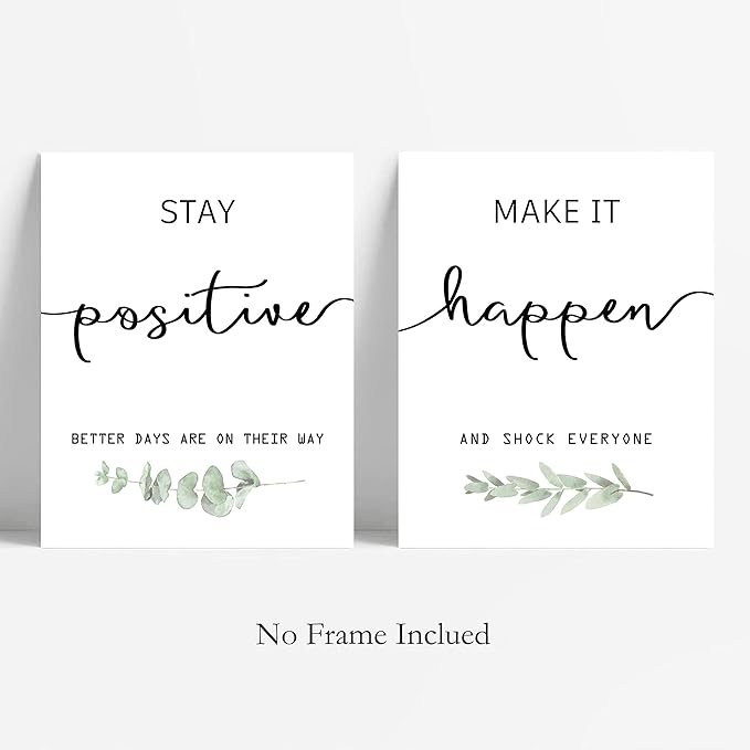 Inspirational Wall Art Office Decor, Motivational UNFRAMED Wall Art Prints for Bedroom,Living Room,Office,Classroom, Set of 4, 8"x10"