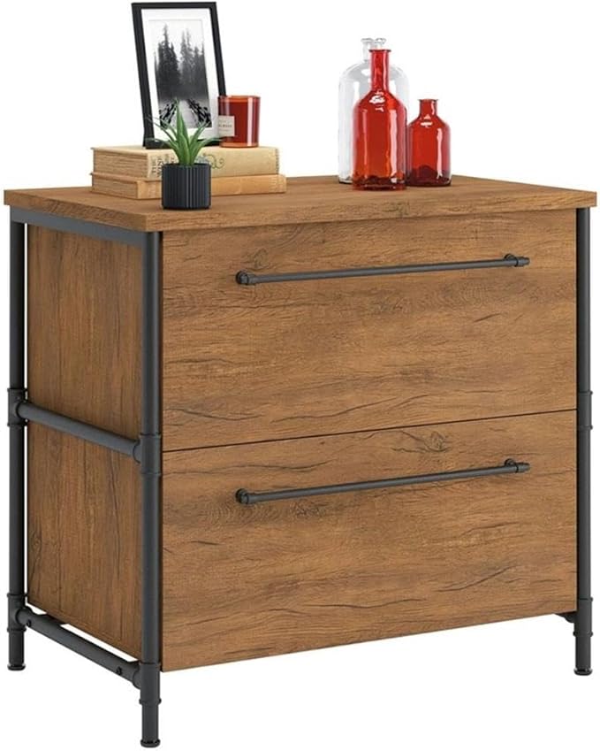Sauder Iron City Lateral File, Checked Oak Finish