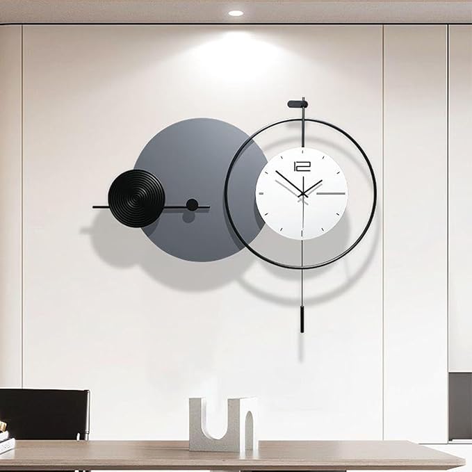 Wall Clock Modern Art Large Wall Clock, Decorative Metal Elk Silent Non Ticking Wall Clocks Modern Clock for Living Room Bedroom Study Office Wall Decor Clock 95cm ()