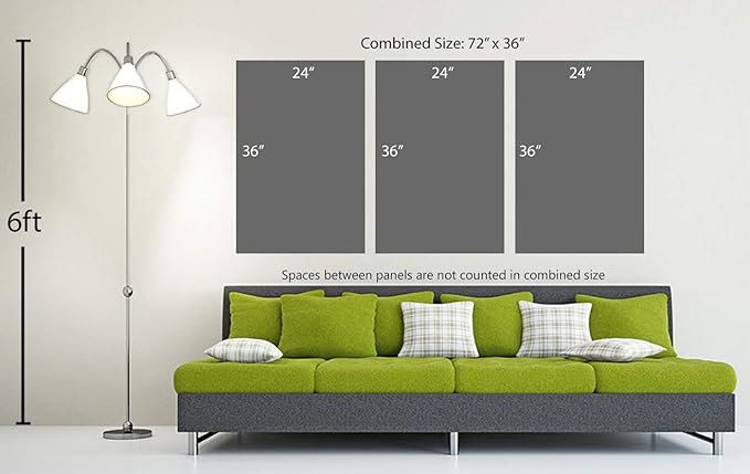 72 x 36 TOTAL - Landsape of lines Wall Art Canvas Geometric Print modern minimalis, office art - 3 Panel Split