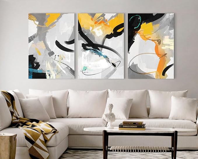 GIFTTWART Yellow Abstract Canvas Wall Art for Living Room, Bedroom, Office, or Dining – Modern Home Accents and Kitchen Painting Decor Extra Large