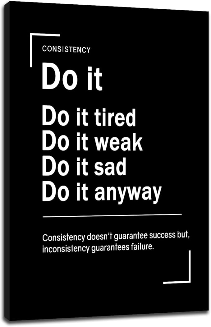 Inspirational Poster Wall Art Positive Home Decor Artwork Motivational Quotes Printed on Canvas Black and White Picture Painting for Modern Living Room Office Workplace Ready to Hang [24''Wx36''H]