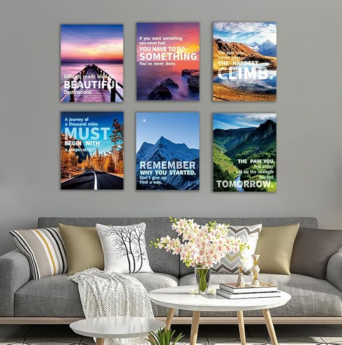 Motivational Landscape Canvas Art - Office & Home Decor, Suitable for Library, School, Gym, Living Room - Framed (29x38cm)
