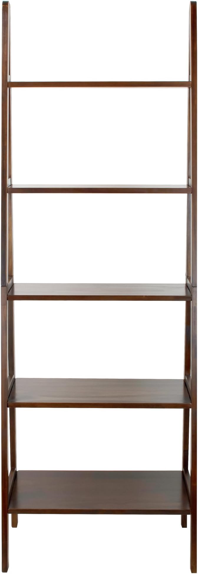 Casual Home 100% Solid Wood 5-Shelf Ladder Bookcase, Standard, 72"H, Warm Brown