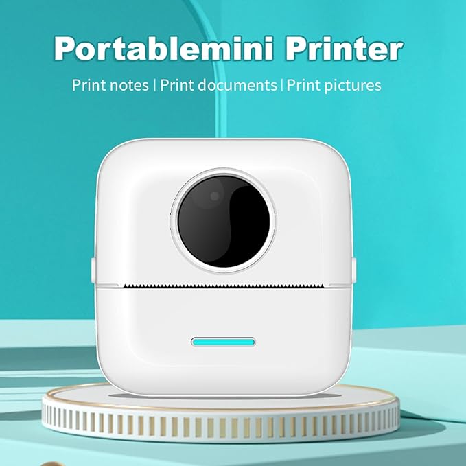 ZJchao Mini Thermal Printer Bluetooth Portable Pocket Thermal Label Printer Paper Fit 800mAh Battery for Home Office Business Travel ABS Black 82x82x45mm