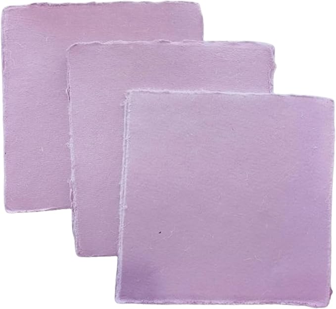 Deckle Papers® Handmade Cotton Paper Square Card Stock for Envelope Making, Calligraphy, Wedding Invitation, Menu Cards, Drawing, Watercolor, Origami-Pack of-50-Purple (6x6 Inch)