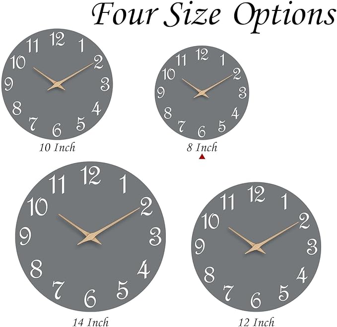 Mosewa Wall Clock Gray Battery Operated Silent Non Ticking Simple Modern Wood Clock Decorative for Bedroom Living Room Home (8.2 Inch)
