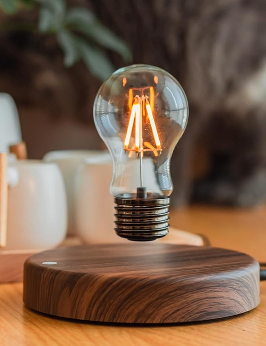 MOOCCI Levitating Bulb Lamp, Magnetic Floating Night Light & Desk Decor, Unique Valentine‘s Day Gift for Her and Him, Cool Tech Gadget for Home Office, Christmas Birthday Present (Round-Classic Bulb)
