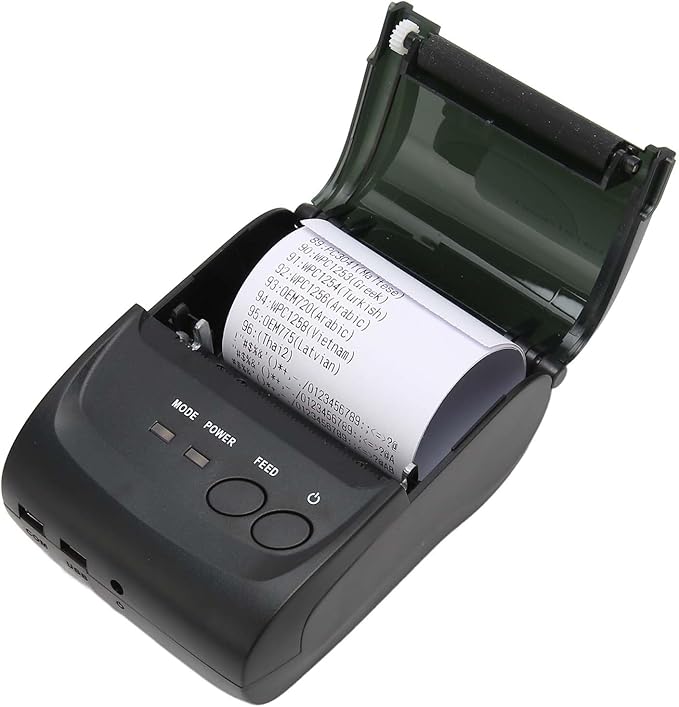Thermal Printer 100 ‑ 240V 58mm BT4.0 90mm / s 100km TPH 203DPI Receipt Printer Thermal Label Printer USB Interface Shipping Label Printer for Office Logistics (US Plug)