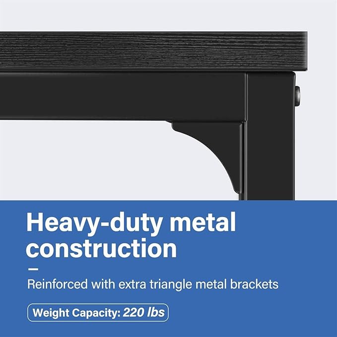 Office Desk 47 Inch Home Office PC Desk for Working Studying Writing or Gaming Modern Minimalist Laptop Workstation Writing Desk, Stable Black Steel Tube Frame Study Writing PC Desk (Color : B)