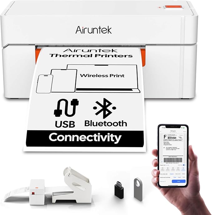 Wireless Bluetooth Thermal Label Printer A81pro, 4x6 Shipping Label Maker, 203dpi, Highspeed 150mm/s, Works with Phone App, Windows & Mac, Ink-Free Printing for Home Office & Small Business