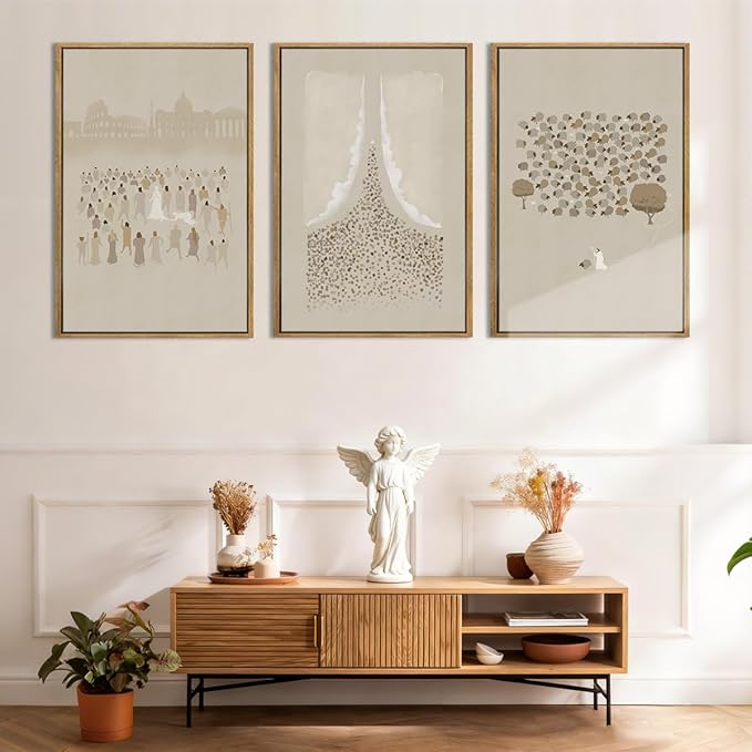 Framed Jesus Wall Art Jesus Lamb Wall Decor Christian Artwork Lamb of God Art Print Easter Wall Paintings for Living Room Bedroom Church 16x24 Inch Set of 3