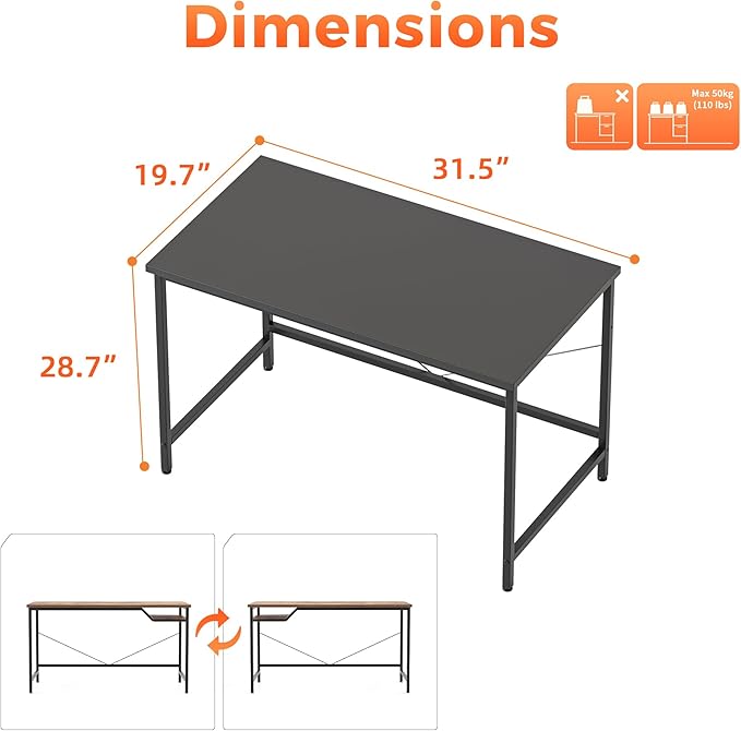 Mericonia 32 inch Computer Desk, Gaming Desk for Small Spaces, Modern Simple Style Table for Home Office, Study Student Writing Table