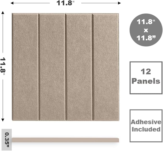 Felt Bulletin Board Tiles | Modern Cork Board Alternative | Large Cork Boards for Walls | Aesthetic Felt Wall Panels for Office & Home Decor | Pinboard & Photo Board (12-Pack) | Camel
