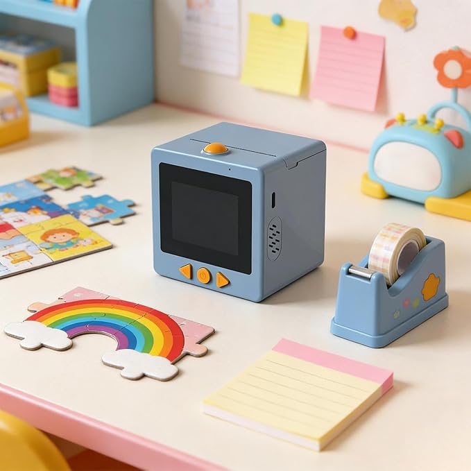 AI Voice Sticker Printer | Smart Mini Thermal Printer Box | AI Voice Control Label Sticker Maker Machine with Display | DIY Mini Photo Label Printers Smart Toy for Kids, Office & School