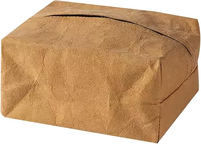Stylish Tissue Box Kraft Paper Towel Box Square Tissue Box and Creative Tissue Holder for Vanity Countertop Bedroom Décor Office Gift Bar Modern Tissue Box (Color : Beige, Size : Large) (Beige Small)