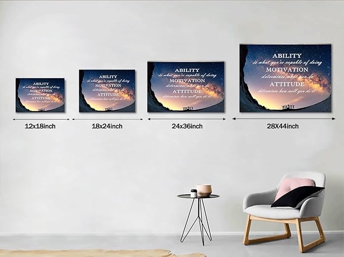 Motivational Quotes Wall Art Motto Inspirational Success Teamwork Canvas Painting Inspirational Entrepreneur Posters and Prints Motivation Attitude Saying Pictures Decor for Office Home (28”Hx44”W)