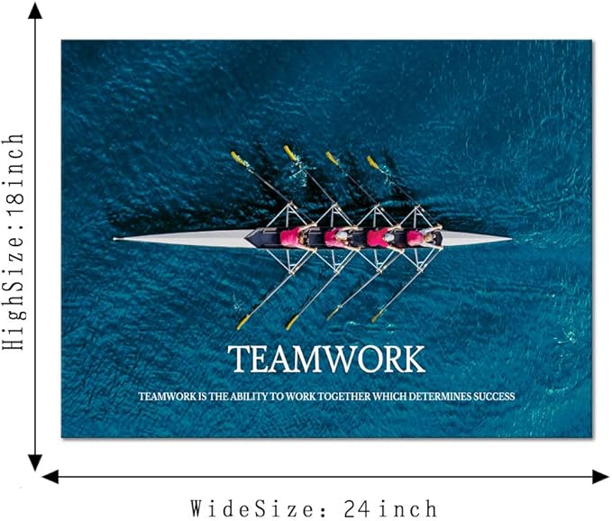 Inspirational Canvas Wall Art Inspiration Motivation Painting Motivational Quotes Modern Success Teamwork Posters Prints Artwork Living Room Home Office Decorations Framed Ready to Hang (24”Hx18”W)