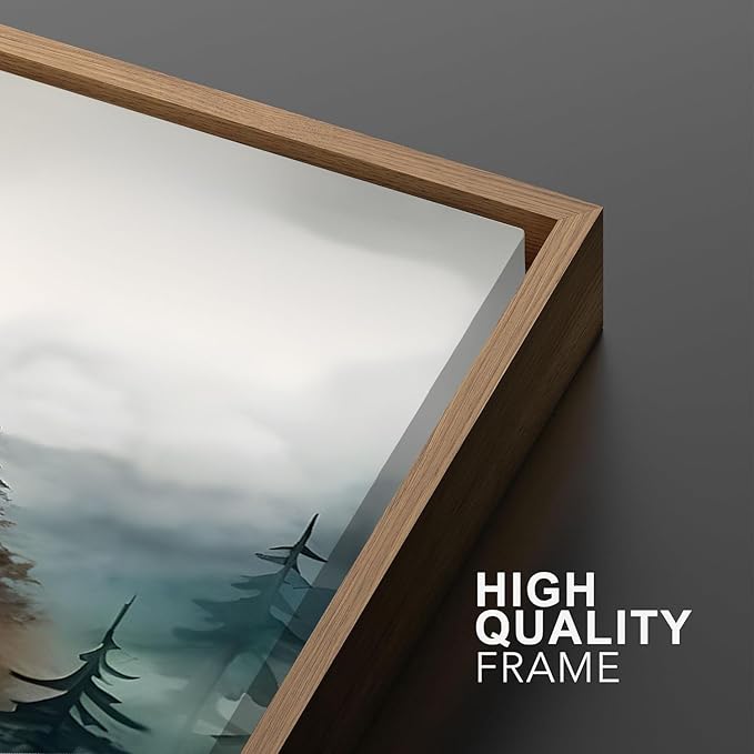 Bwodke Framed Wall Art Mountain Canvas Wall Art Set of 3 Boho Nature Landscape Picture Decor Pine Forest Prints Artwork Painting for Living Room Bedroom Office 16"x24"