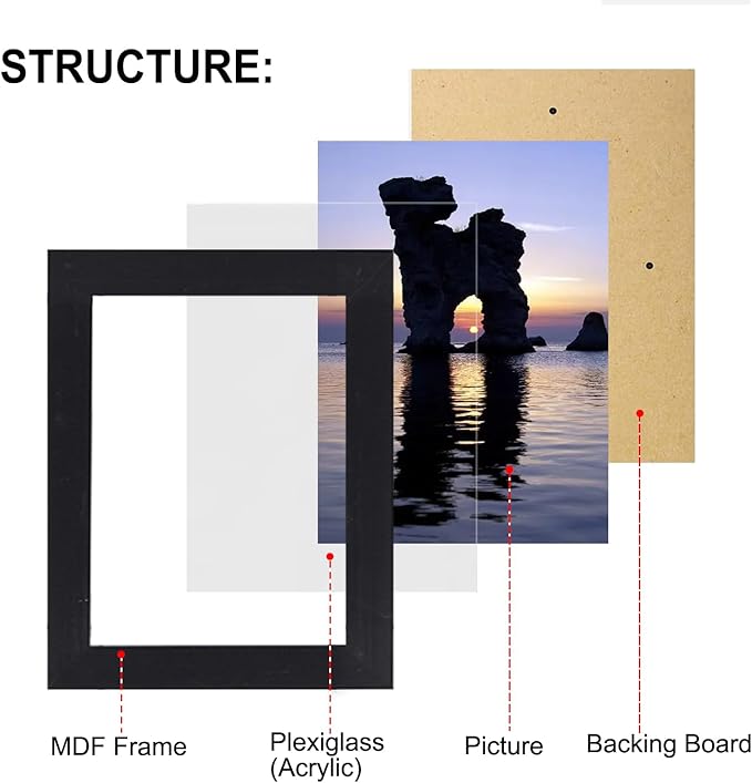 Picture Frames Set 10 Pack Collage Picture Frames,Gallery Wall Frame Set with Four 8x10, Four 5x7, Four 4x6, Farmhouse Rustic Photo Frames for living room Wall Gallery Decor or Desk,Black