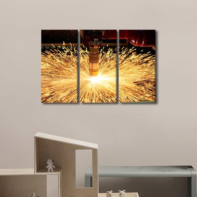 TUMOVO Office Wall Art Laser Cutting Art Prints Wall Pictures Canvas Frame Paintings for Wall Decorations 3 Panels Wall Art Canvas Artwork Wall Decor Canvas Wall Art Ready to Hang, 36x24 Inch