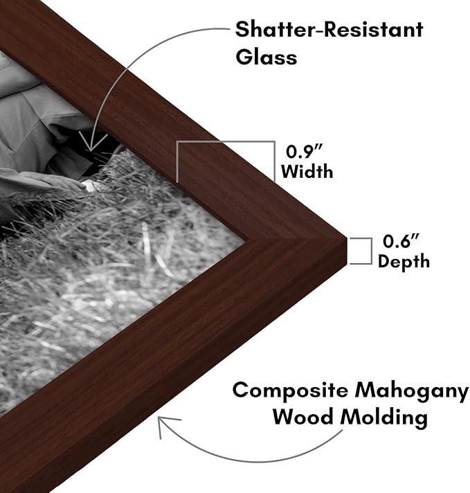 Americanflat Set of 10 Picture Frames with Shatter-Resistant Glass - Gallery Wall Frame Set with Two 8x10, Four 5x7 and Four 4x6 Frames - Signature Collection - Mahogany