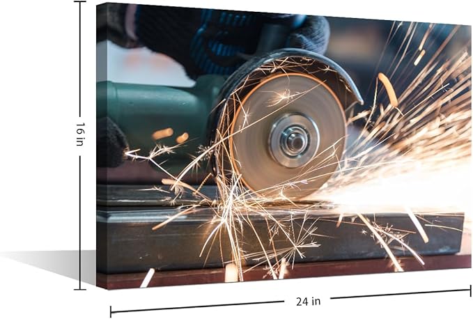 TUMOVO Canvas Wall Art 1 Piece Wall Art Modern Art Work for Walls Cutting Canvas Art Bathroom Decor Modern Home Decor Machine Tools Room Decor Stretched and Framed Ready to Hang, 16" x24"