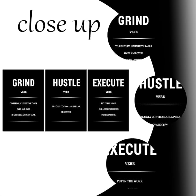 DINGFUN Motivational Canvas Wall Decor Office Posters Inspirational Wall Art 3 Piece Picture Print Success Quotes Painting Print Artwork for Home Bedroom Gym Classroom Ready to Hang [48''Hx24''W]