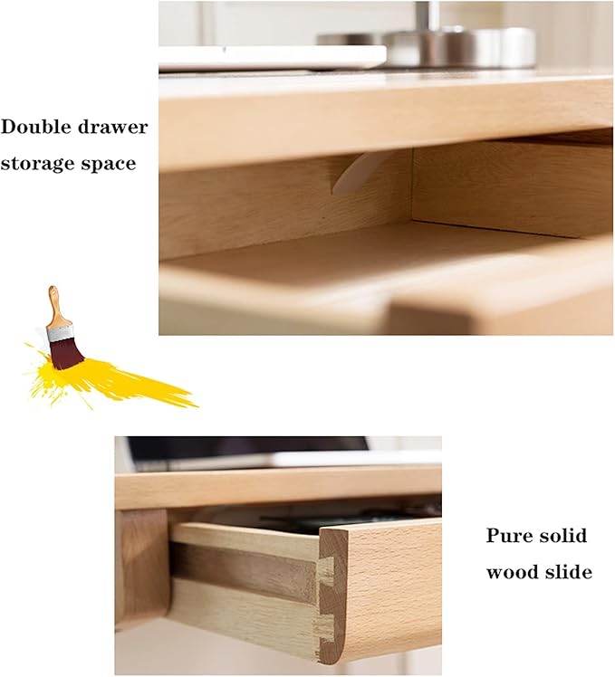 GLigeT Office Desk Modern Simple Style Wood Desk Study Writing Table Double Drawer Home Office Monitor Stand Workstation, 2 Colors Study Writing PC Desk (Color : Walnut, Size : 0.8 Meters)