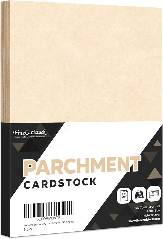Natural Stationery Parchment Recycled Paper | 65Lb Cover Cardstock | 8.5” x 11” Inches | 50 Sheets Per Pack