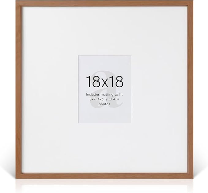 artisane home goods - Gallery Frame 1.0, Picture Frame, 18x18 Walnut, Gallery Wall Frame Set, Large Picture Frame, Oversized Mat (4x4, 4x6, and 5x7)