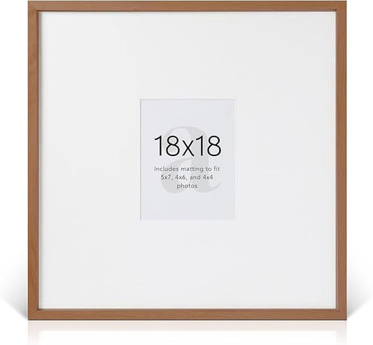 artisane home goods - Gallery Frame 1.0, Picture Frame, 18x18 Walnut, Gallery Wall Frame Set, Large Picture Frame, Oversized Mat (4x4, 4x6, and 5x7)