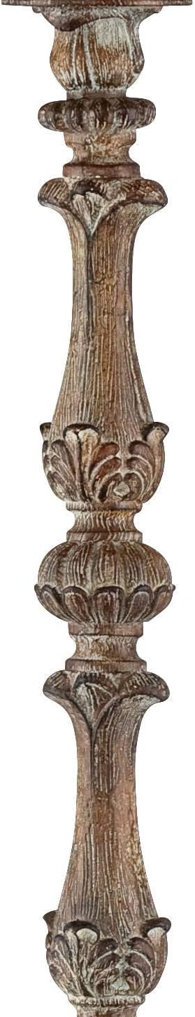Regency Hill Rustic French Country Traditional Style Floor Lamp Standing 62" Tall Faux Wood Antique Candlestick Beige Silk Fabric Bell Shade Cottage Core Decor for Living Room Reading House Bedroom