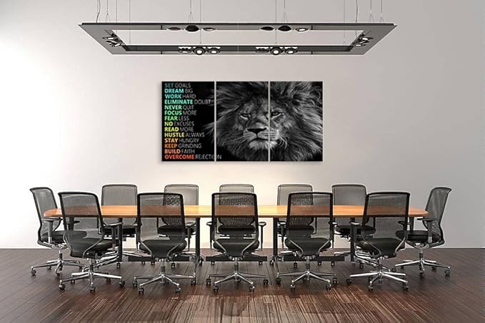 Lion Posters Inspirational Canvas Wall Art Office Wall Decor Inspirational Picture Entrepreneur Quote Canvas Print Artwork Living room Bedroom Decor Framed Ready to Hang[72''Wx 36''H]