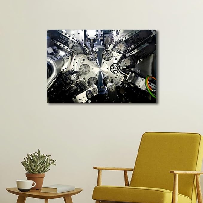 Machine Tools Wall Art CNC Machine Tool Art Prints Canvas Painting Wall Art Framed Art Wall Decor Office Living Room Wall Decor Artwork for Home Walls Modern Home Decoration, 16" x24"