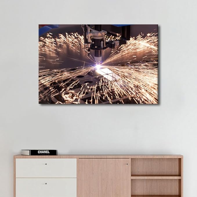 TUMOVO Industrial Machine Pictures for Office Wall Decor Large Wall Art Living Room Wall Art 1 Panels Canvas Prints Wall Art Modern Home Decor Canvas Frame Artwork Wall Hanging, 24" x36"