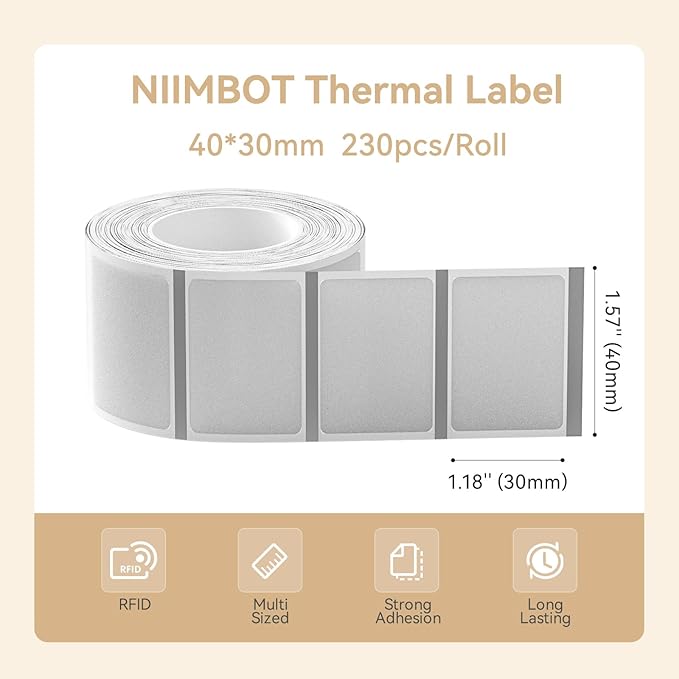NIIMBOT B1 Label Maker,2 Inch Bluetooth Thermal Label Printer, Automatic Label Identification, Easy to Use for Home Office and Business, Label Maker Machine with Tape, Support Phones & PC