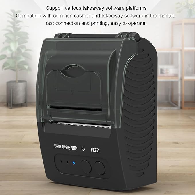 Fockety 58mm Paper Thermal Printer, 203dpi Inkless Printer Paper Printer for Phone, Laptop, 90mm s 2000mAh Portable Printer Printer Mobile Printer for Office, Travel (US