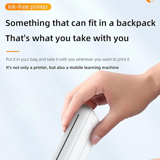 A4 Thermal Printer, 200Dpi Micro Travel Bluetooth Thermal Printer, Compatible with Android and OS Phones and Laptops, Inkless Printer for Mobile Office