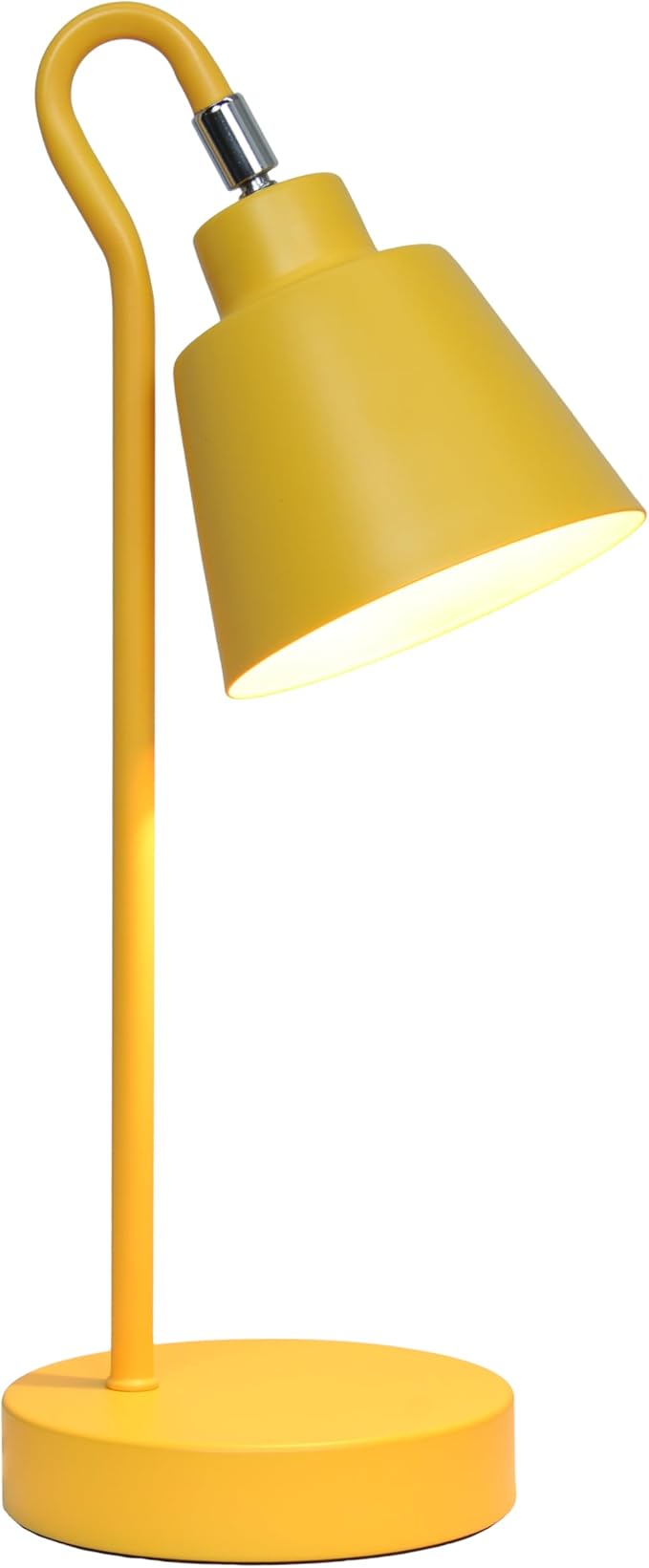 Simple Designs LD1079-YLW 16" Sleek Essentials Metal Looped Desk Task Lamp with Adjustable Shade, for Office, Desk, Nightstand, Dorm, Yellow