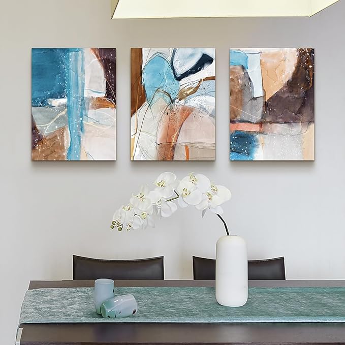 DZRWUBHS Canvas Wall Art For Living Room Modern Wall Decor For Bedroom Abstract Ink Wall Painting Office Wall Decor Pictures Artwork 3 Piece Framed Canvas Art Prints Ready to Hang Home Decoration